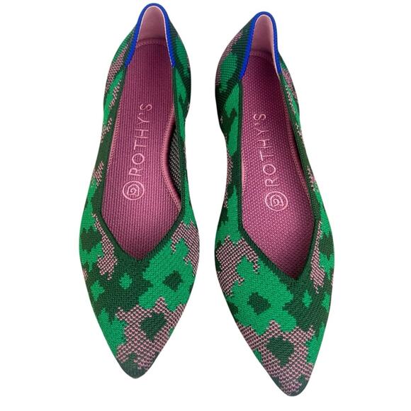 NWOB Rothy’s The Point Flats Green Botanicamo Sz 6 Retired Rare Comfort Washable - Picture 3 of 9